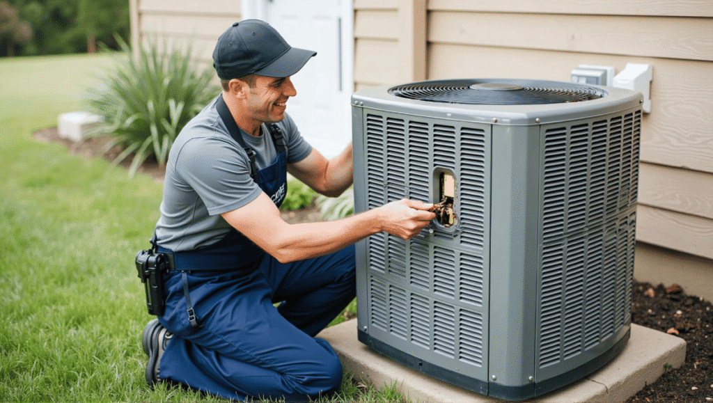 An HVAC tech at work